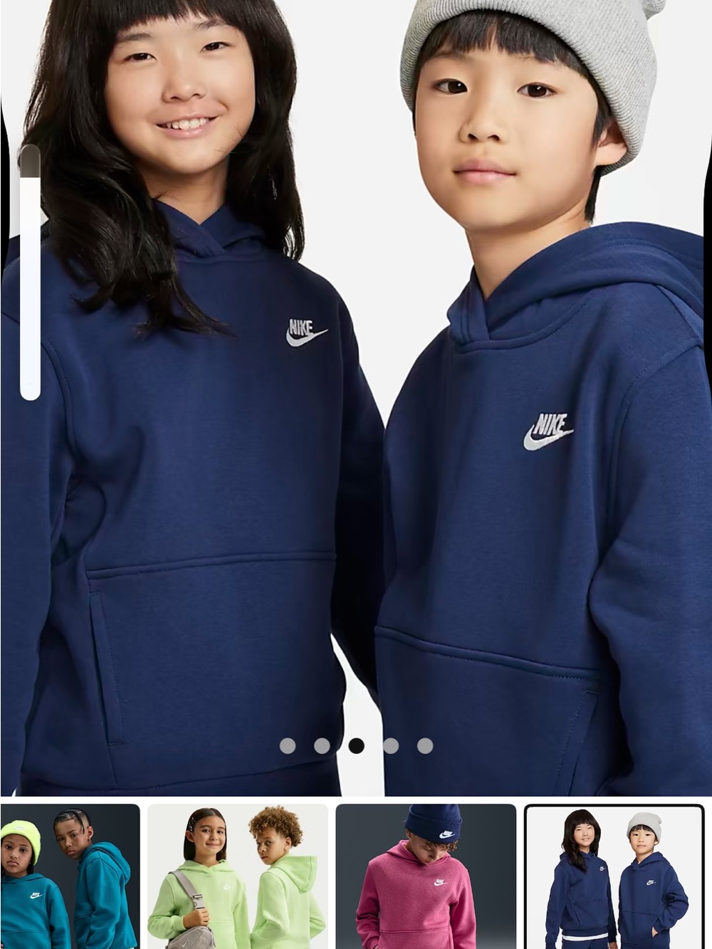 Nike Kids Navy Blue Hoodie with White Swoosh